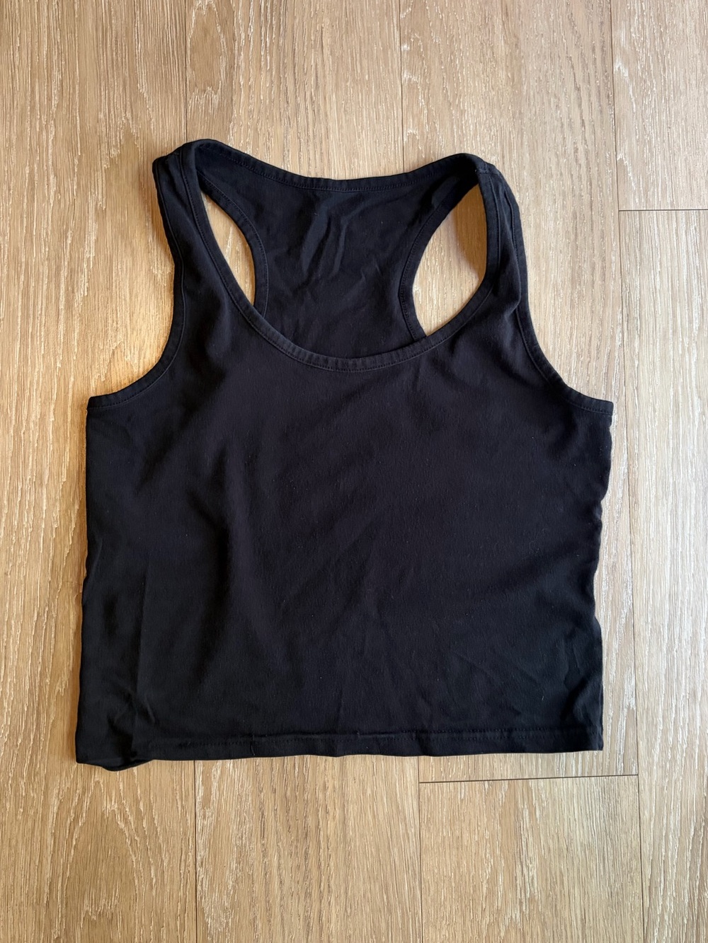 Black Cotton Blend Racerback Tank Top